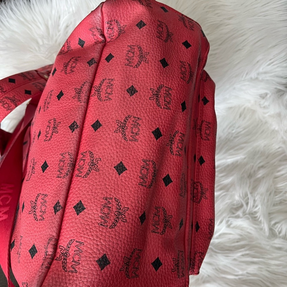 MCM Pink/Coral Logo Studded Backpack - Picture 9 of 16